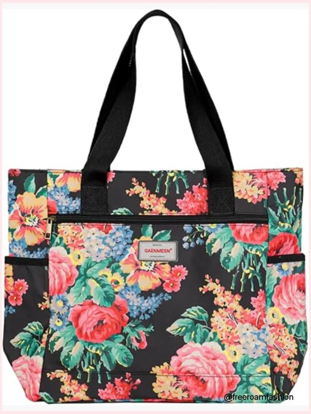 Lightweight Waterproof Nylon Tote Bag with Zipper, Durable Designer Handbag for